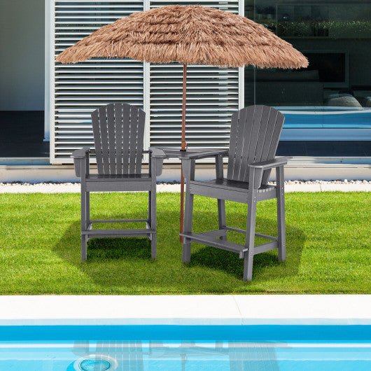  - 2 Pieces HDPE Tall Adirondack Chair with Middle Connecting Tray - Outdoor Style Company