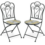  - 2 - Pieces Mosaic Folding Bistro Chairs with Ceramic Tiles Seat - Outdoor Style Company