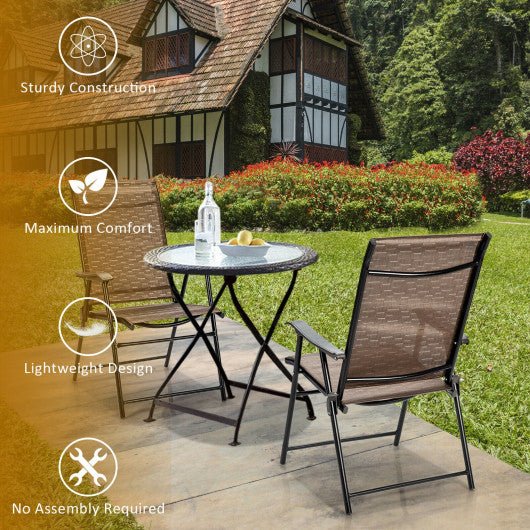  - 2 Pieces Outdoor Patio Folding Chair with Armrest for Camping Garden - Outdoor Style Company
