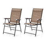  - 2 Pieces Outdoor Patio Folding Chair with Armrest for Camping Garden - Outdoor Style Company
