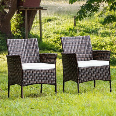  - 2 Pieces Outdoor PE Rattan Armchairs with Removable Cushions - Outdoor Style Company