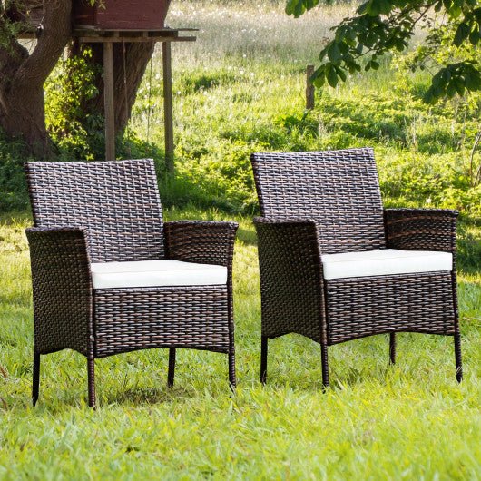  - 2 Pieces Outdoor PE Rattan Armchairs with Removable Cushions - Outdoor Style Company