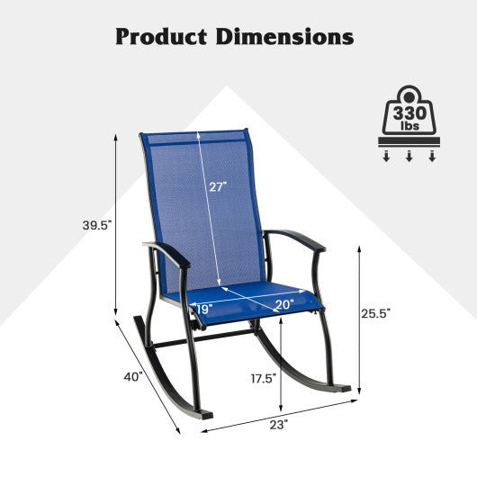  - 2 Pieces Outdoor Rocking Chairs with Breathable Backrest - Outdoor Style Company