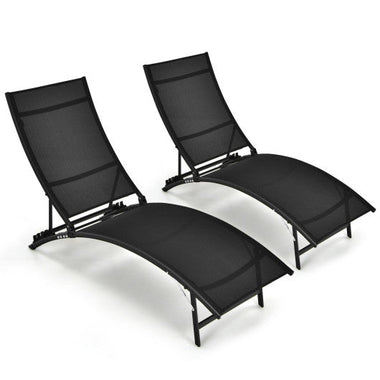 - 2 Pieces Patio Folding and Stackable Chaise Lounge Chair with 5 - Position Adjustment - Outdoor Style Company