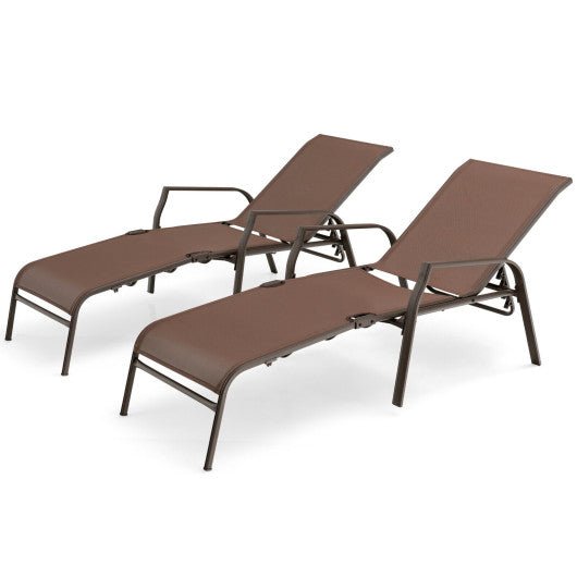  - 2 Pieces Patio Folding Chaise Lounge Chair Set with Adjustable Back - Outdoor Style Company