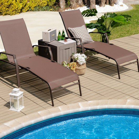  - 2 Pieces Patio Folding Chaise Lounge Chair Set with Adjustable Back - Outdoor Style Company