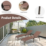  - 2 Pieces Patio Folding Chaise Lounge Chair Set with Adjustable Back - Outdoor Style Company