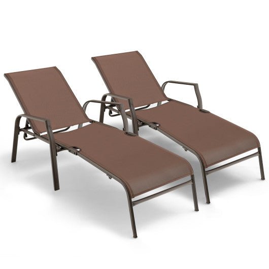  - 2 Pieces Patio Folding Chaise Lounge Chair Set with Adjustable Back - Outdoor Style Company