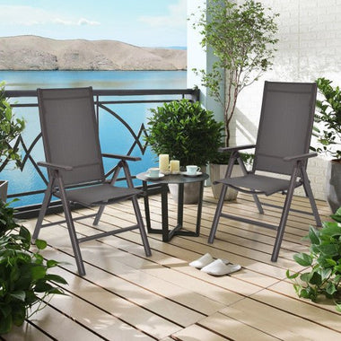  - 2 Pieces Patio Folding Dining Chairs Aluminium Adjustable Back - Outdoor Style Company