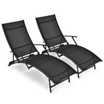  - 2 Pieces Patio Folding Stackable Lounge Chair Chaise with Armrest - Outdoor Style Company
