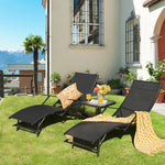  - 2 Pieces Patio Folding Stackable Lounge Chair Chaise with Armrest - Outdoor Style Company