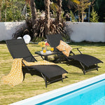  - 2 Pieces Patio Folding Stackable Lounge Chair Chaise with Armrest - Outdoor Style Company