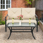  - 2 Pieces Patio Outdoor Cushioned Sofa Bench with Coffee Table - Outdoor Style Company