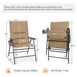  - 2 Pieces Patio Padded Folding Portable Chair Camping Dining Outdoor - Outdoor Style Company