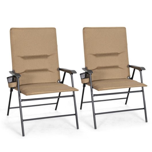  - 2 Pieces Patio Padded Folding Portable Chair Camping Dining Outdoor - Outdoor Style Company