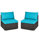  - 2 Pieces Patio Rattan Armless Sofa Set with 2 Cushions and 2 Pillows - Outdoor Style Company