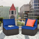  - 2 Pieces Patio Rattan Armless Sofa Set with 2 Cushions and 2 Pillows - Outdoor Style Company