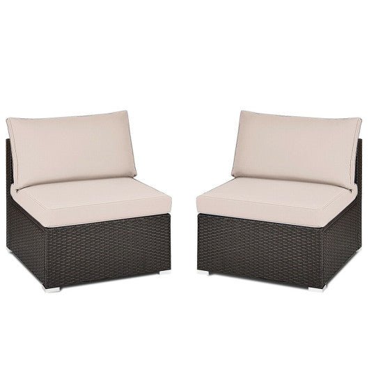  - 2 Pieces Patio Rattan Armless Sofa Set with 2 Cushions and 2 Pillows - Outdoor Style Company