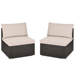  - 2 Pieces Patio Rattan Armless Sofa Set with 2 Cushions and 2 Pillows - Outdoor Style Company