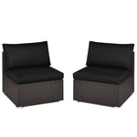  - 2 Pieces Patio Rattan Armless Sofa Set with 2 Cushions and 2 Pillows - Outdoor Style Company