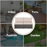  - 2 Pieces Patio Rattan Armless Sofa Set with 2 Cushions and 2 Pillows - Outdoor Style Company