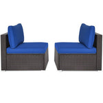  - 2 Pieces Patio Rattan Armless Sofa Set with 2 Cushions and 2 Pillows - Outdoor Style Company