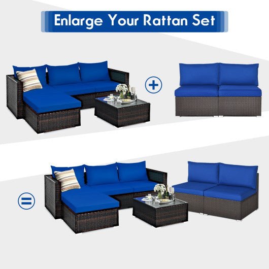  - 2 Pieces Patio Rattan Armless Sofa Set with 2 Cushions and 2 Pillows - Outdoor Style Company