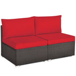  - 2 Pieces Patio Rattan Armless Sofa Set with 2 Cushions and 2 Pillows - Outdoor Style Company