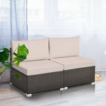  - 2 Pieces Patio Rattan Armless Sofa Set with 2 Cushions and 2 Pillows - Outdoor Style Company