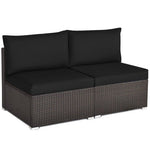  - 2 Pieces Patio Rattan Armless Sofa Set with 2 Cushions and 2 Pillows - Outdoor Style Company