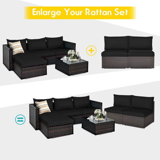 - 2 Pieces Patio Rattan Armless Sofa Set with 2 Cushions and 2 Pillows - Outdoor Style Company