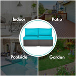  - 2 Pieces Patio Rattan Armless Sofa Set with 2 Cushions and 2 Pillows - Outdoor Style Company