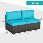 - 2 Pieces Patio Rattan Armless Sofa Set with 2 Cushions and 2 Pillows - Outdoor Style Company