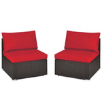  - 2 Pieces Patio Rattan Armless Sofa Set with 2 Cushions and 2 Pillows - Outdoor Style Company