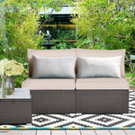  - 2 Pieces Patio Rattan Armless Sofa Set with 2 Cushions and 2 Pillows - Outdoor Style Company