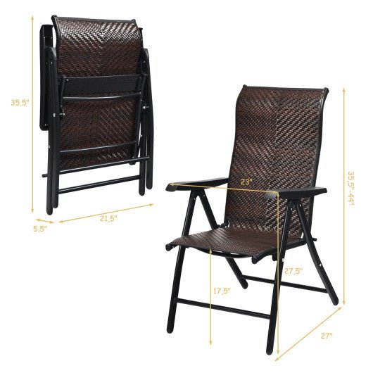  - 2 Pieces Patio Rattan Folding Reclining Chair - Outdoor Style Company