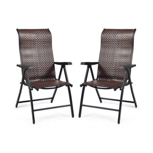  - 2 Pieces Patio Rattan Folding Reclining Chair - Outdoor Style Company