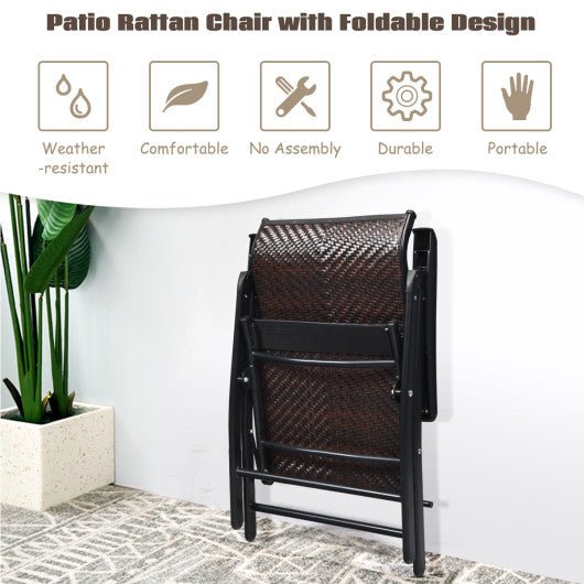  - 2 Pieces Patio Rattan Folding Reclining Chair - Outdoor Style Company