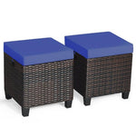  - 2 Pieces Patio Rattan Ottoman Set with Removable Cushions - Outdoor Style Company