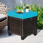  - 2 Pieces Patio Rattan Ottoman Set with Removable Cushions - Outdoor Style Company