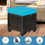  - 2 Pieces Patio Rattan Ottoman Set with Removable Cushions - Outdoor Style Company