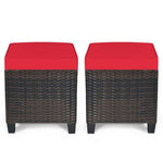  - 2 Pieces Patio Rattan Ottoman Set with Removable Cushions - Outdoor Style Company