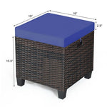  - 2 Pieces Patio Rattan Ottoman Set with Removable Cushions - Outdoor Style Company