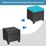  - 2 Pieces Patio Rattan Ottoman Set with Removable Cushions - Outdoor Style Company