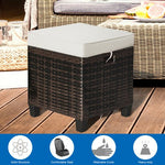  - 2 Pieces Patio Rattan Ottoman Set with Removable Cushions - Outdoor Style Company