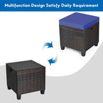  - 2 Pieces Patio Rattan Ottoman Set with Removable Cushions - Outdoor Style Company