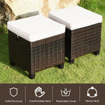  - 2 Pieces Patio Rattan Ottoman Set with Removable Cushions - Outdoor Style Company