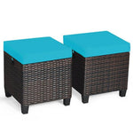  - 2 Pieces Patio Rattan Ottoman Set with Removable Cushions - Outdoor Style Company