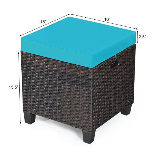  - 2 Pieces Patio Rattan Ottoman Set with Removable Cushions - Outdoor Style Company