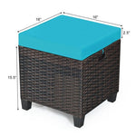  - 2 Pieces Patio Rattan Ottoman Set with Removable Cushions - Outdoor Style Company